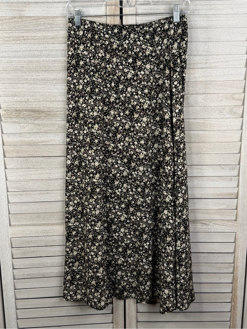 RENEE ADAMS Vintage 90's Cottage Floral/Peasant Skirt Pull On Black/Multi-Small